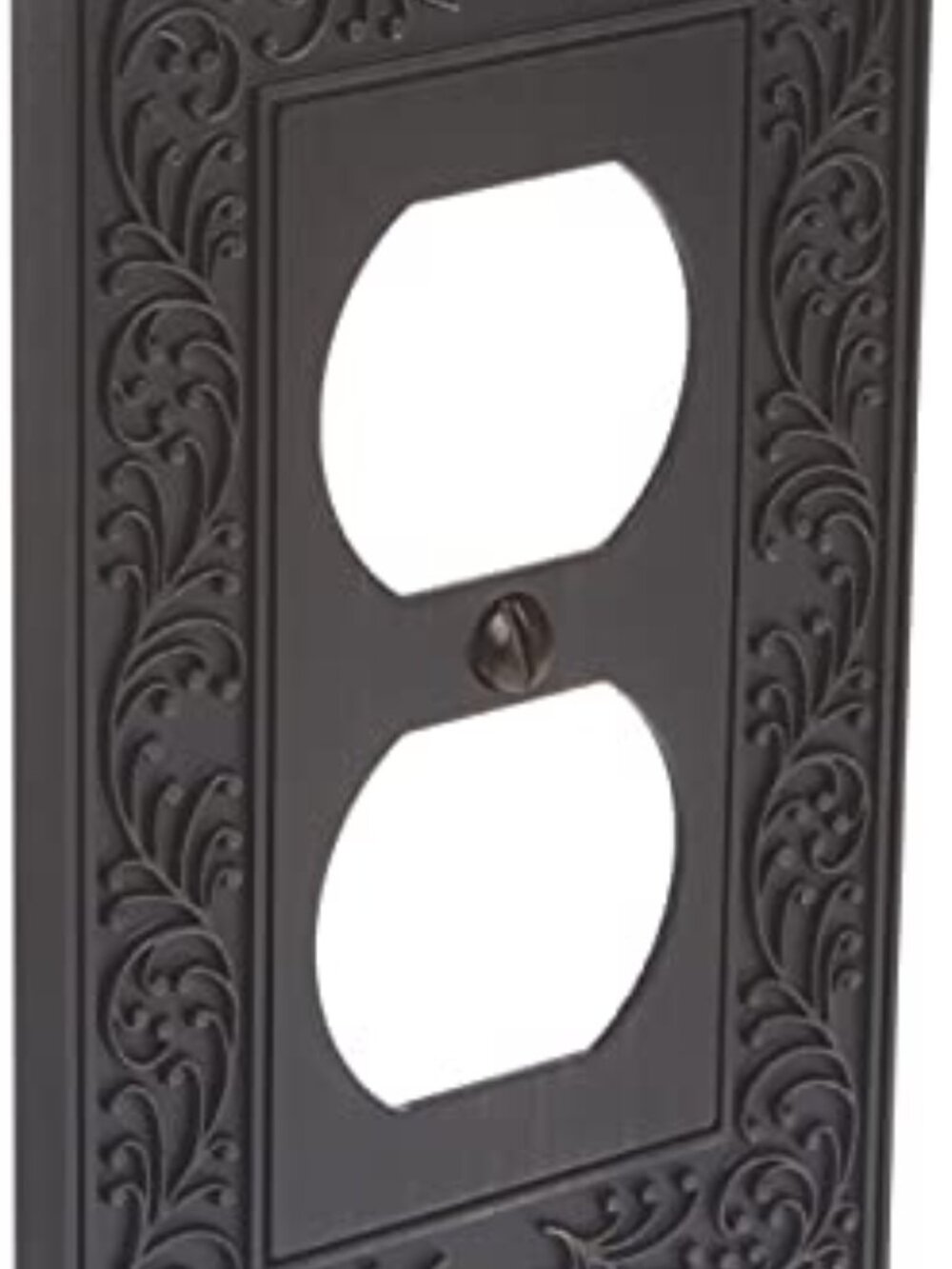 English Garden Wallplate, 1 Duplex, Cast Metal, Aged Bronze,‎ 1-Pack